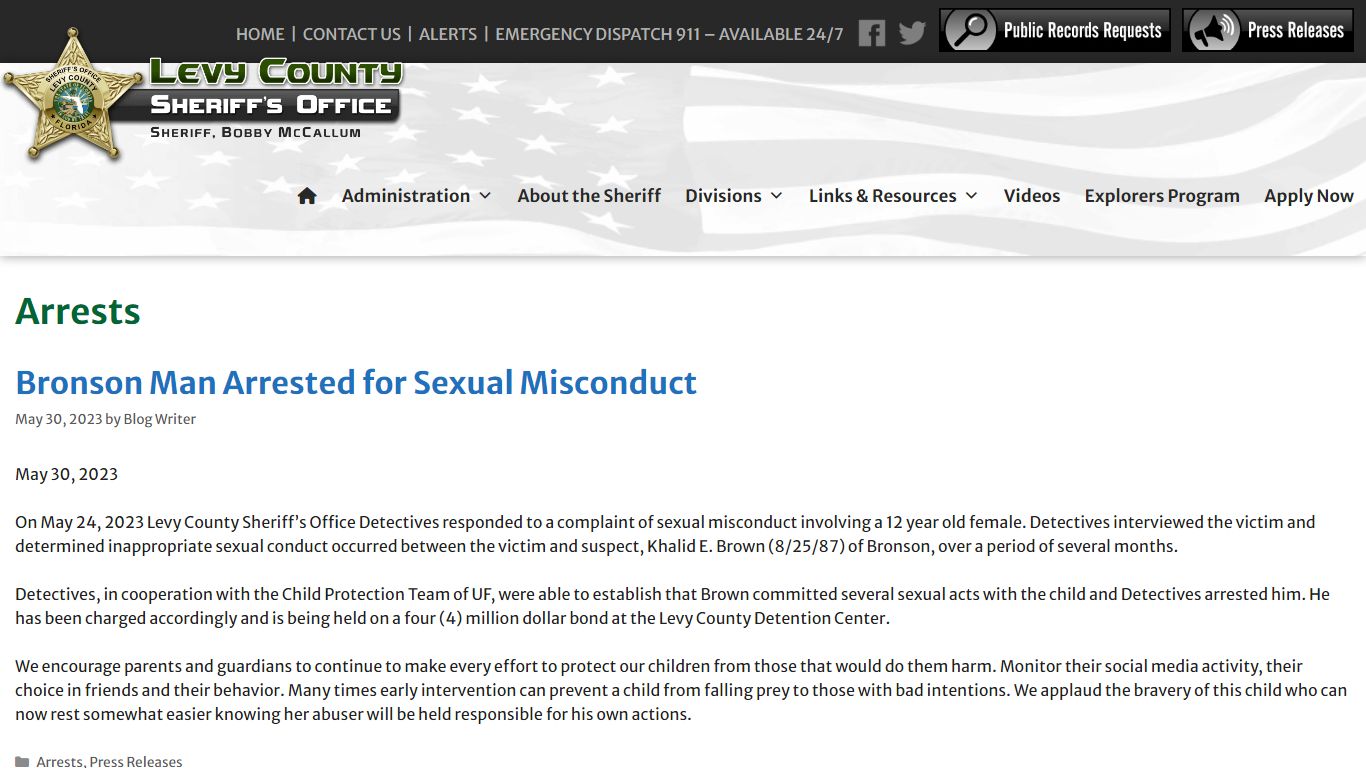 Arrests – Levy County Sheriff's Office